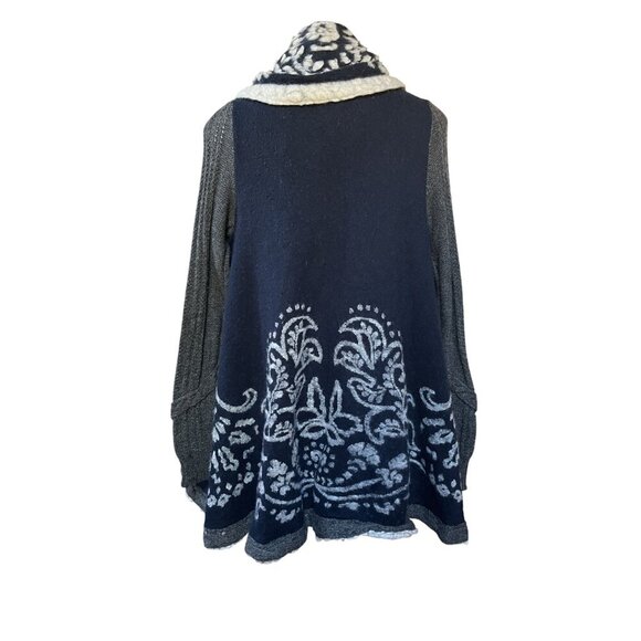 Sleeping On Snow XS Wool Blend Blue Fair Isle Open Cardigan Sweater - Picture 4 of 12